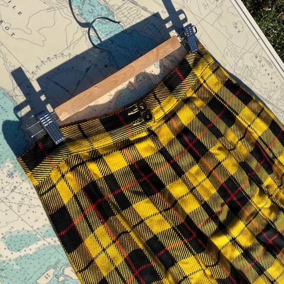 Vintage Yellow Plaid Kilt Skirt - Picture 3 of 6